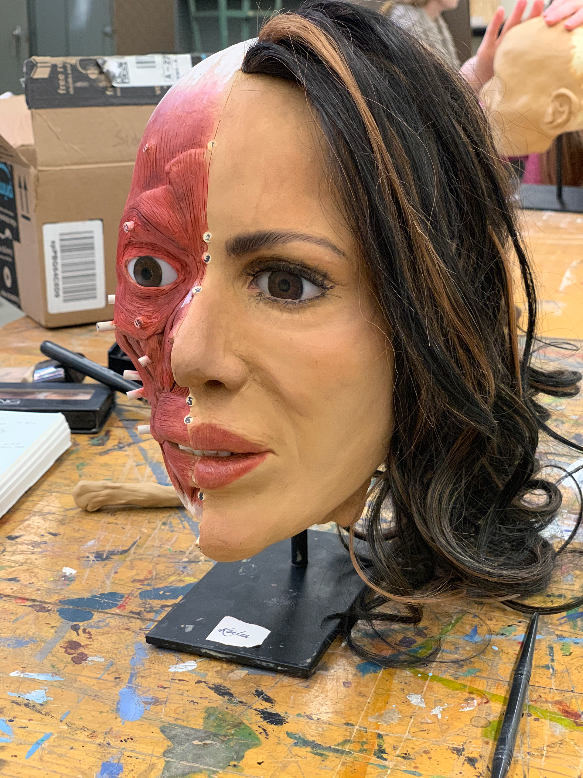 Eyelashes and makeup added