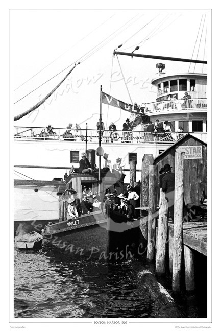 GP004-V THE TUGBOAT "VIOLET" AND "CITY OF SEATTLE", DEPARTS BOSTON HARBOR, 1907 (POSTER)