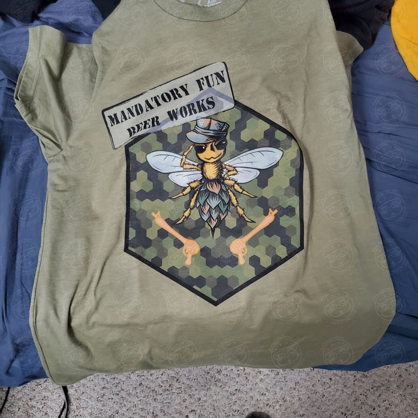 Major Buzz design on a T-shirt