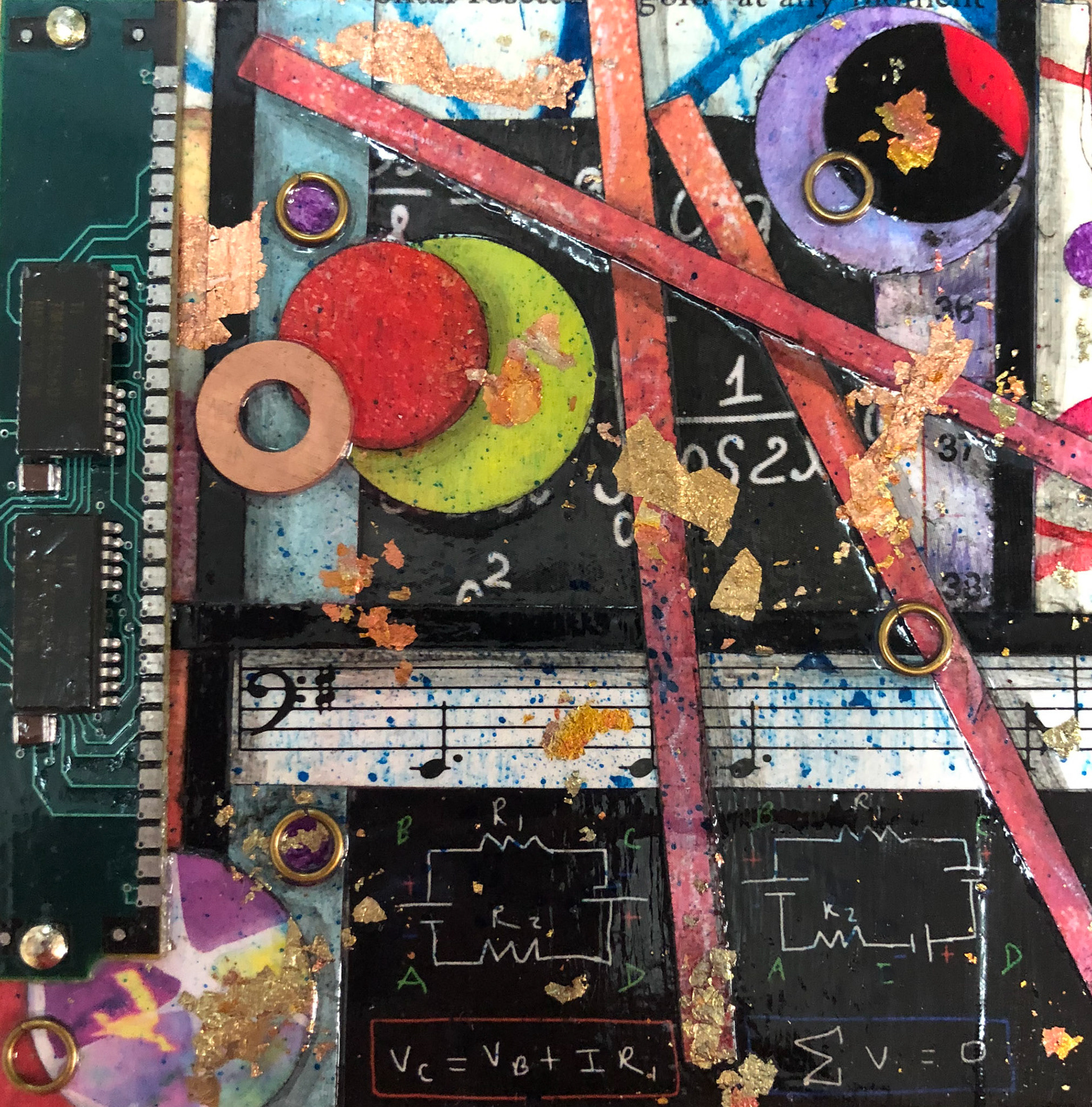 "Physics" :: 8x8 Collage on Cradled Panel