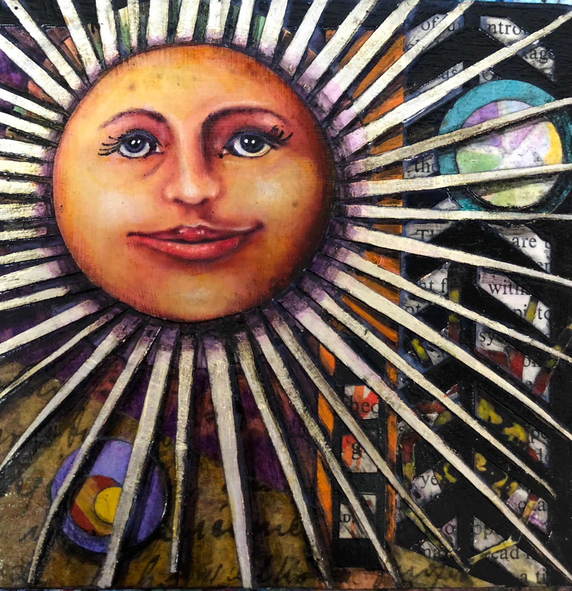"Sun" :: 6x6 Collage on Cradled Panel