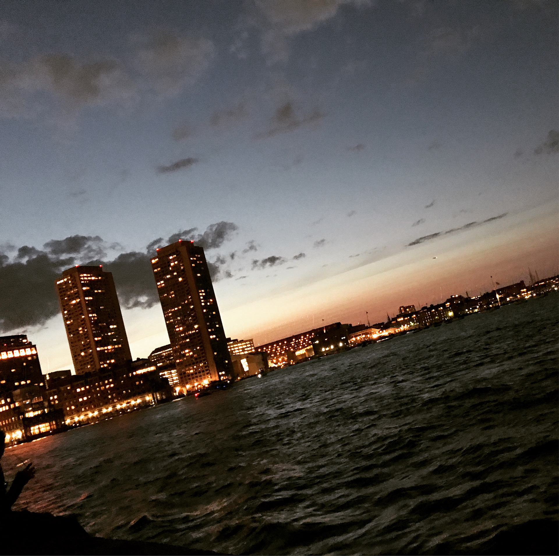 sunset on boston harbor