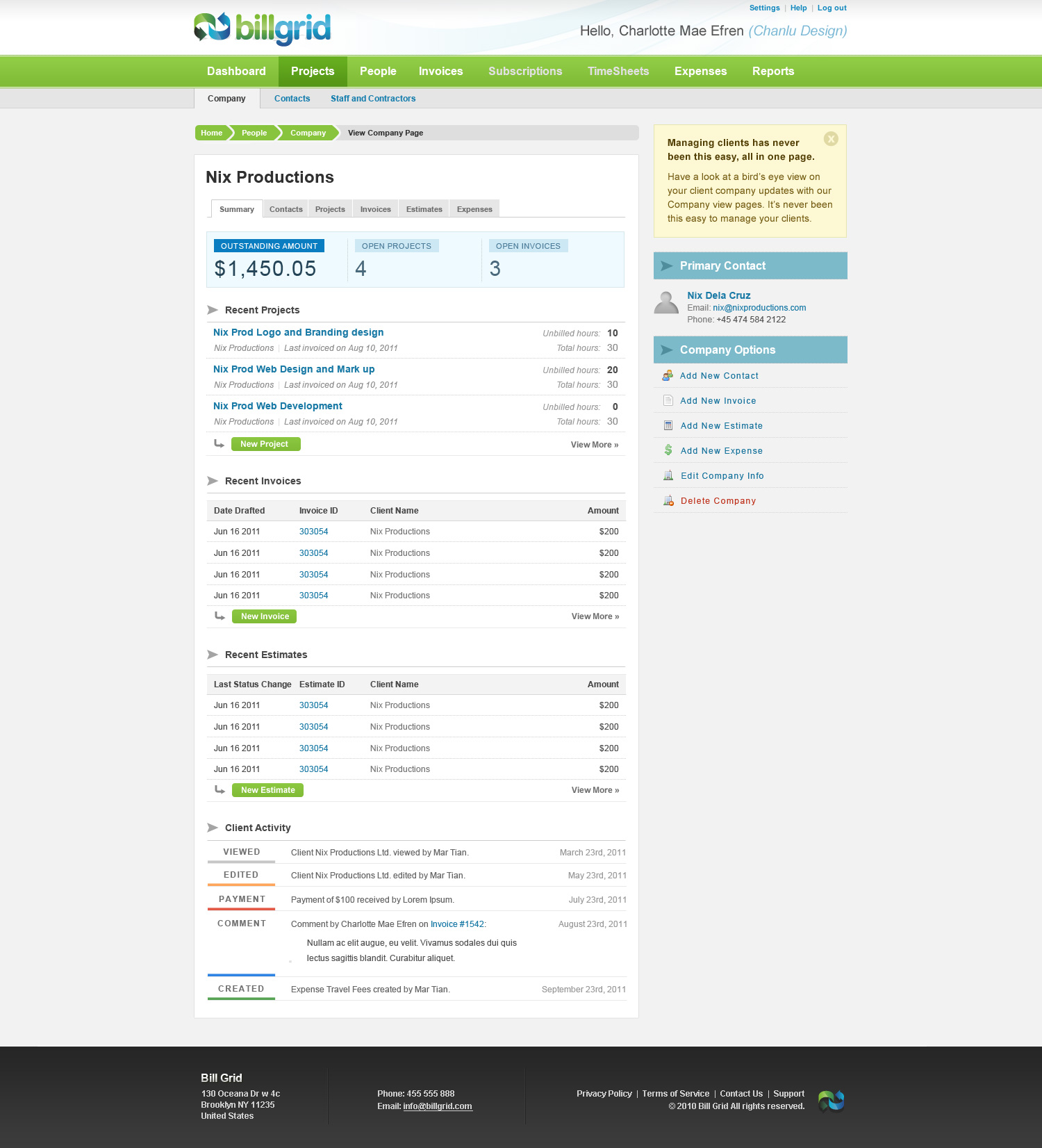 Company Page
