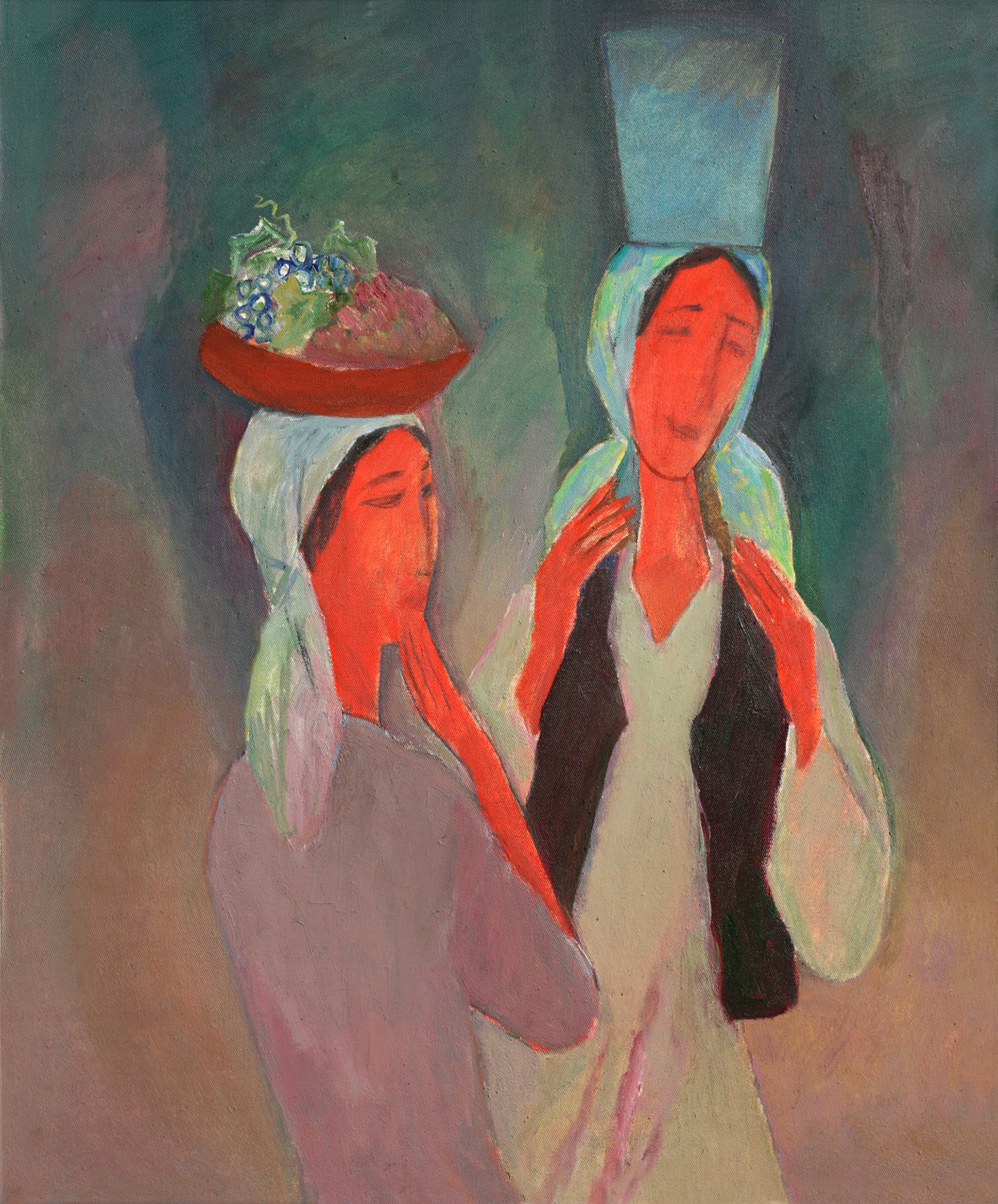 Девушки с плодами. 2001 г., х.м., 60х50