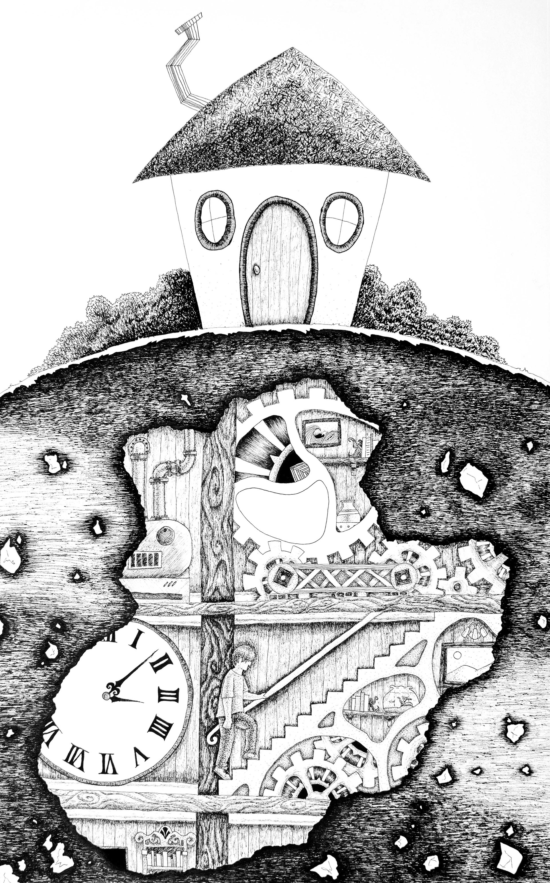 Clockwork House, Ink/Pigment Pen