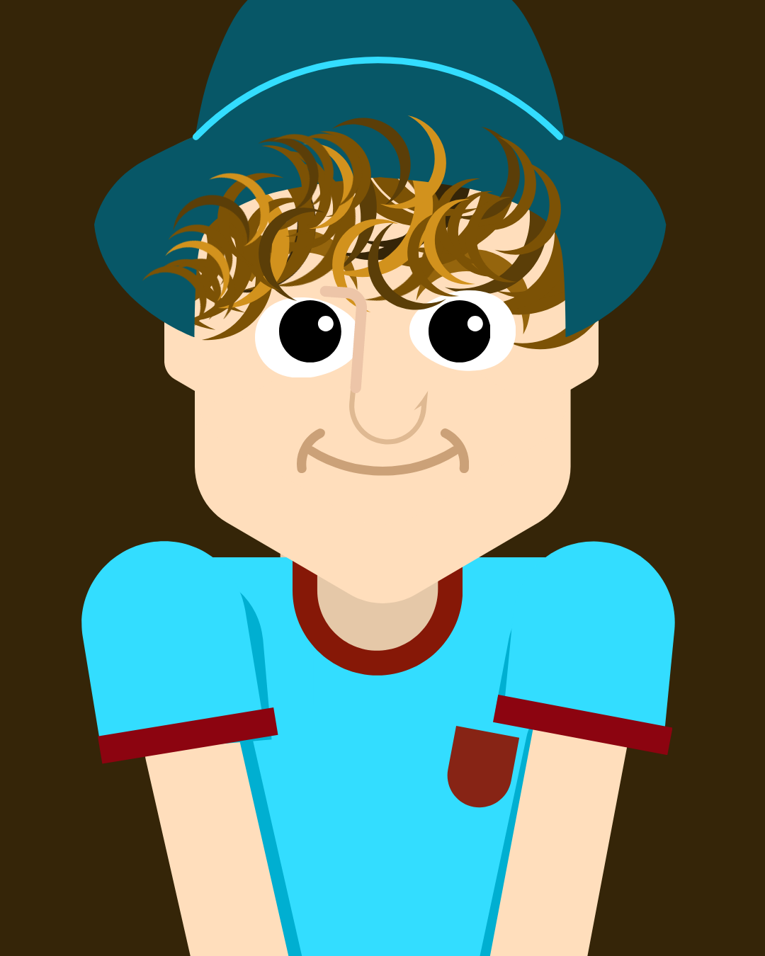 Cheeky Boy Next Door with Hat on, Brown Hair with Hightlights