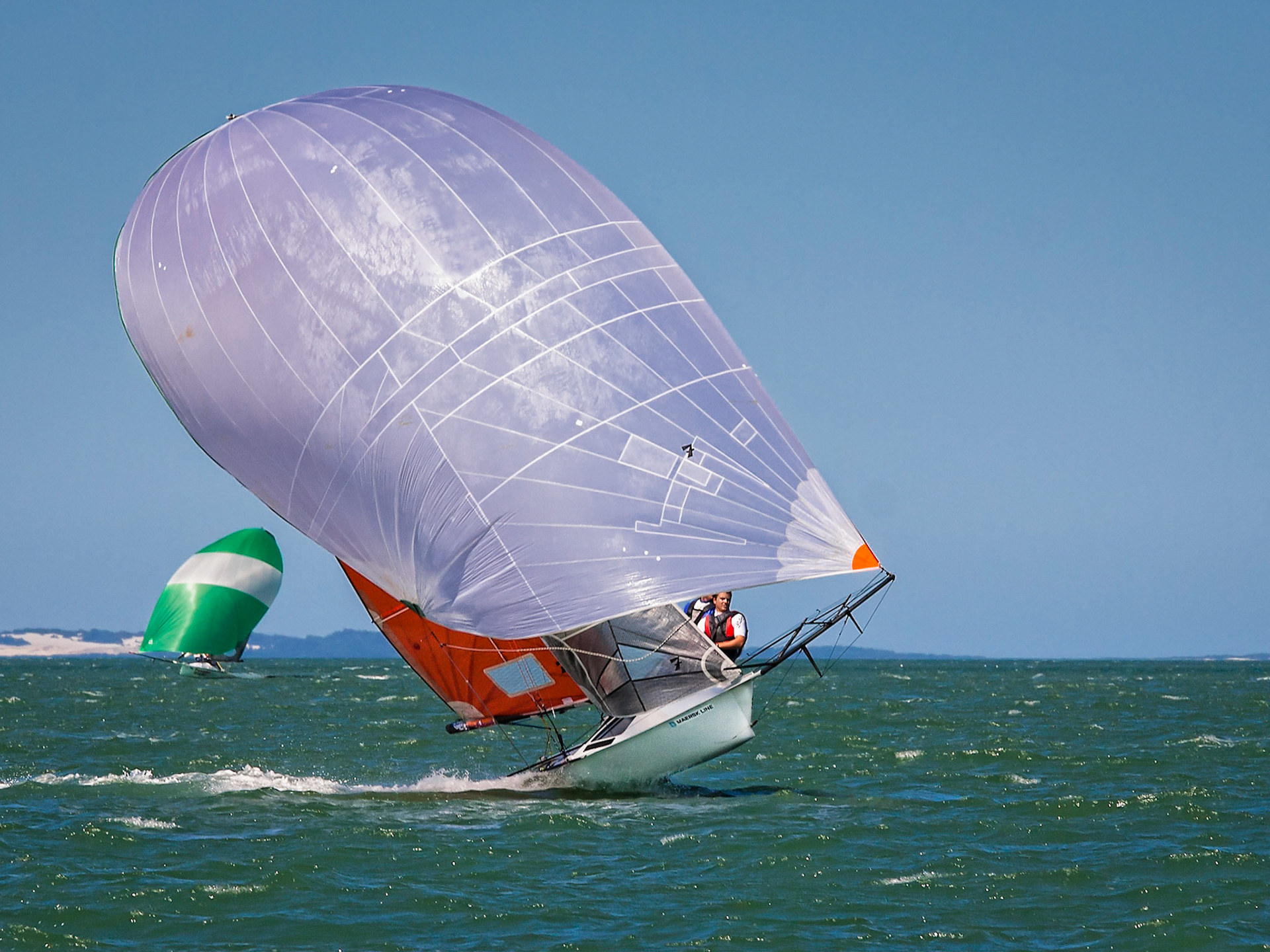 12ft Skiff Under Spinniker 1- Waterloo Bay