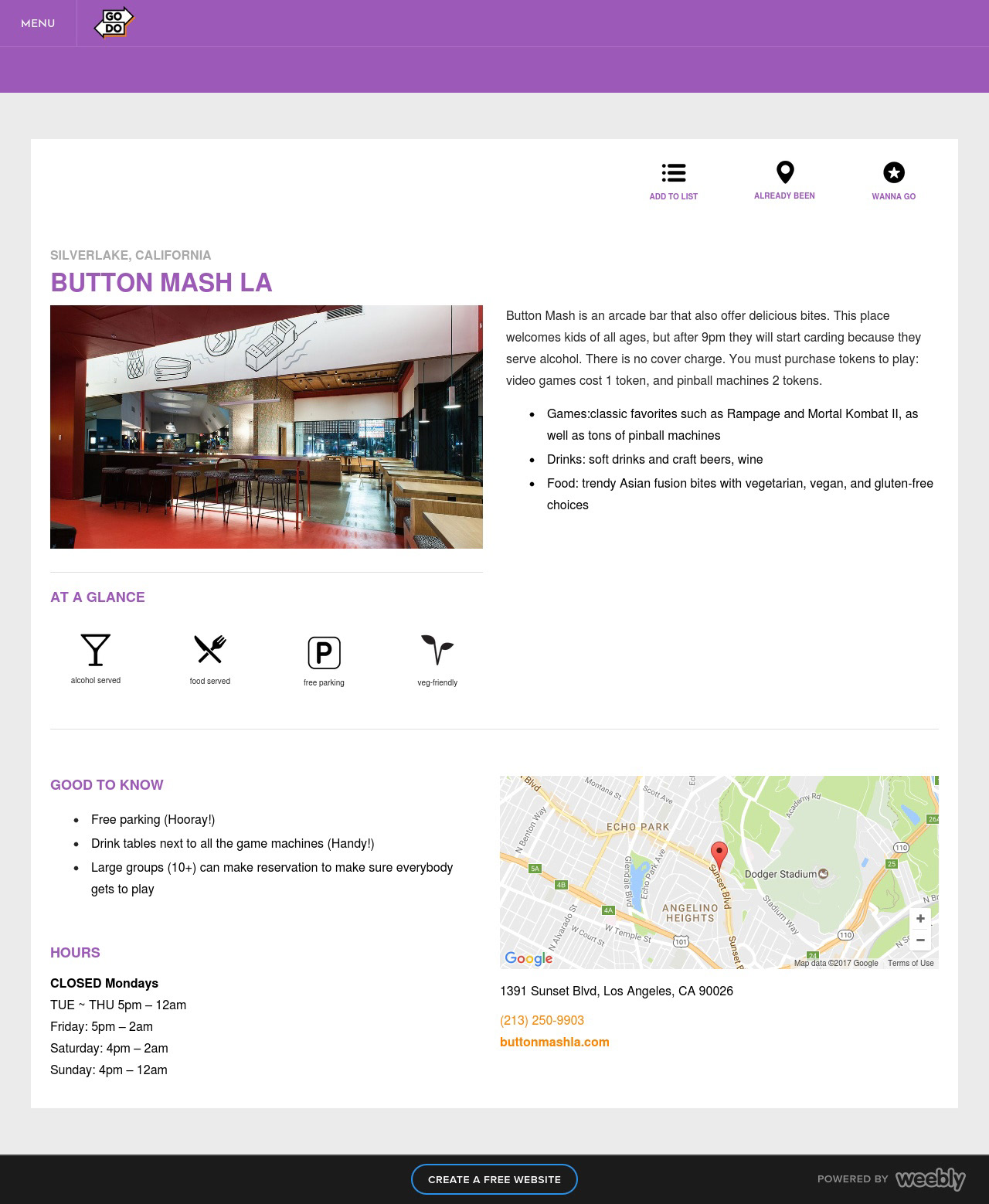 Screenshot of a GO/DO page. This is for Button Mash LA.