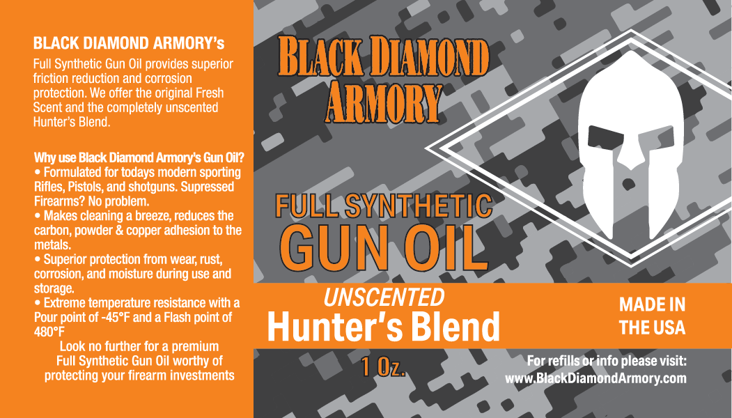 Black Diamond Armory Gun Oil Label