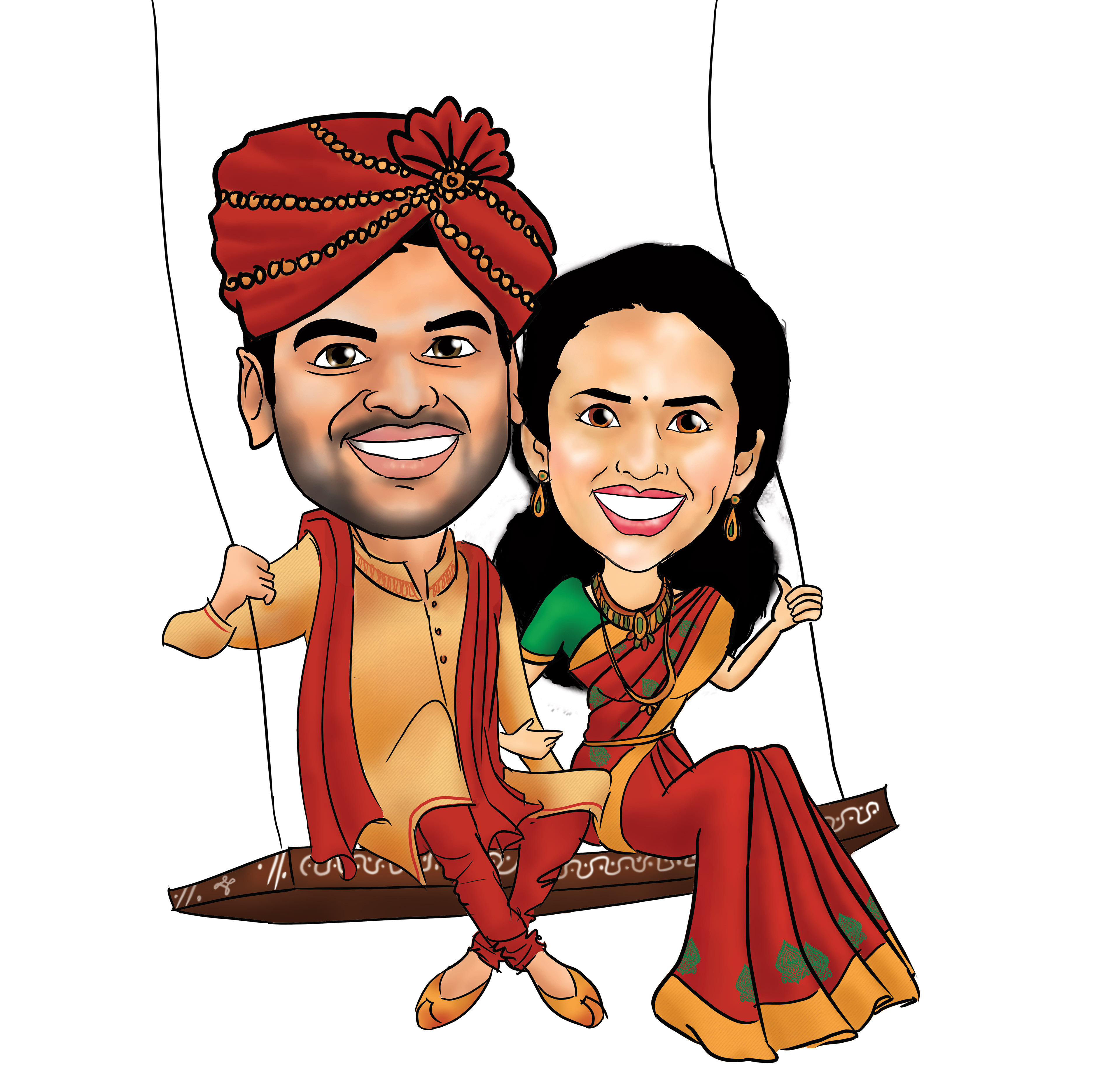 2 states Indian Wedding Caricature