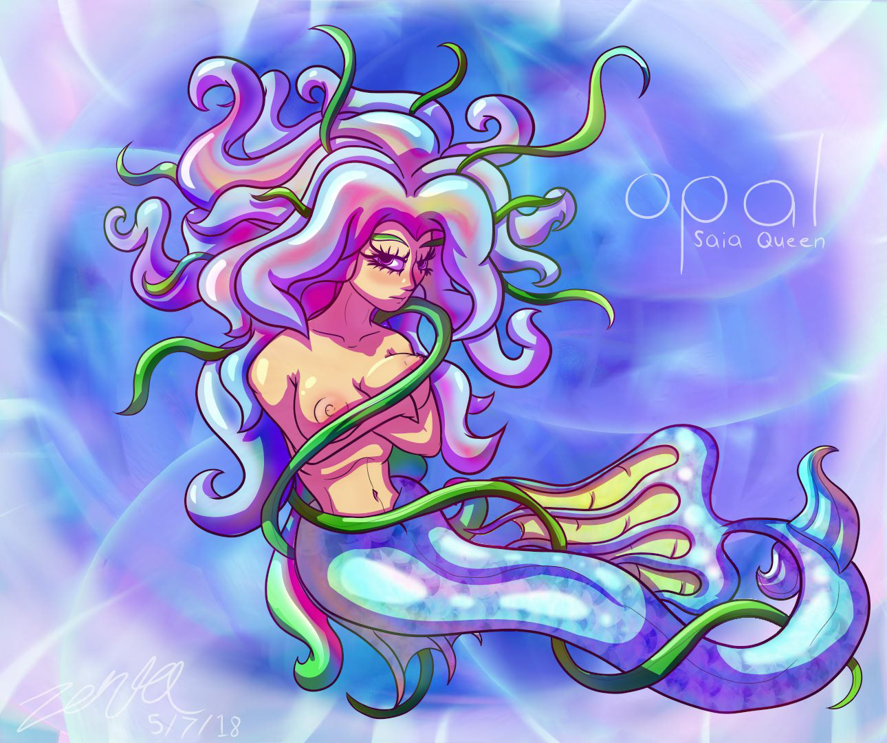 A mermaid-like queen of a race known as the Saia