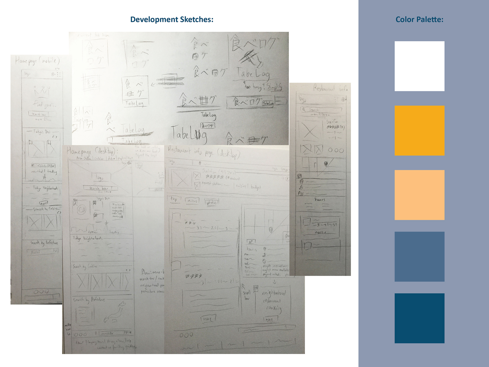Sketches and Color Palette