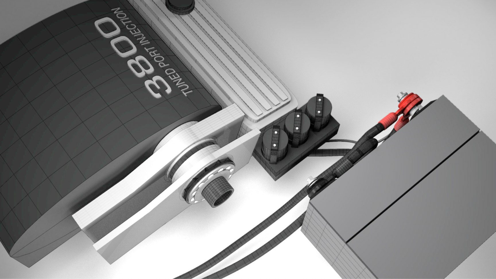 3D Illustration for car fire trial