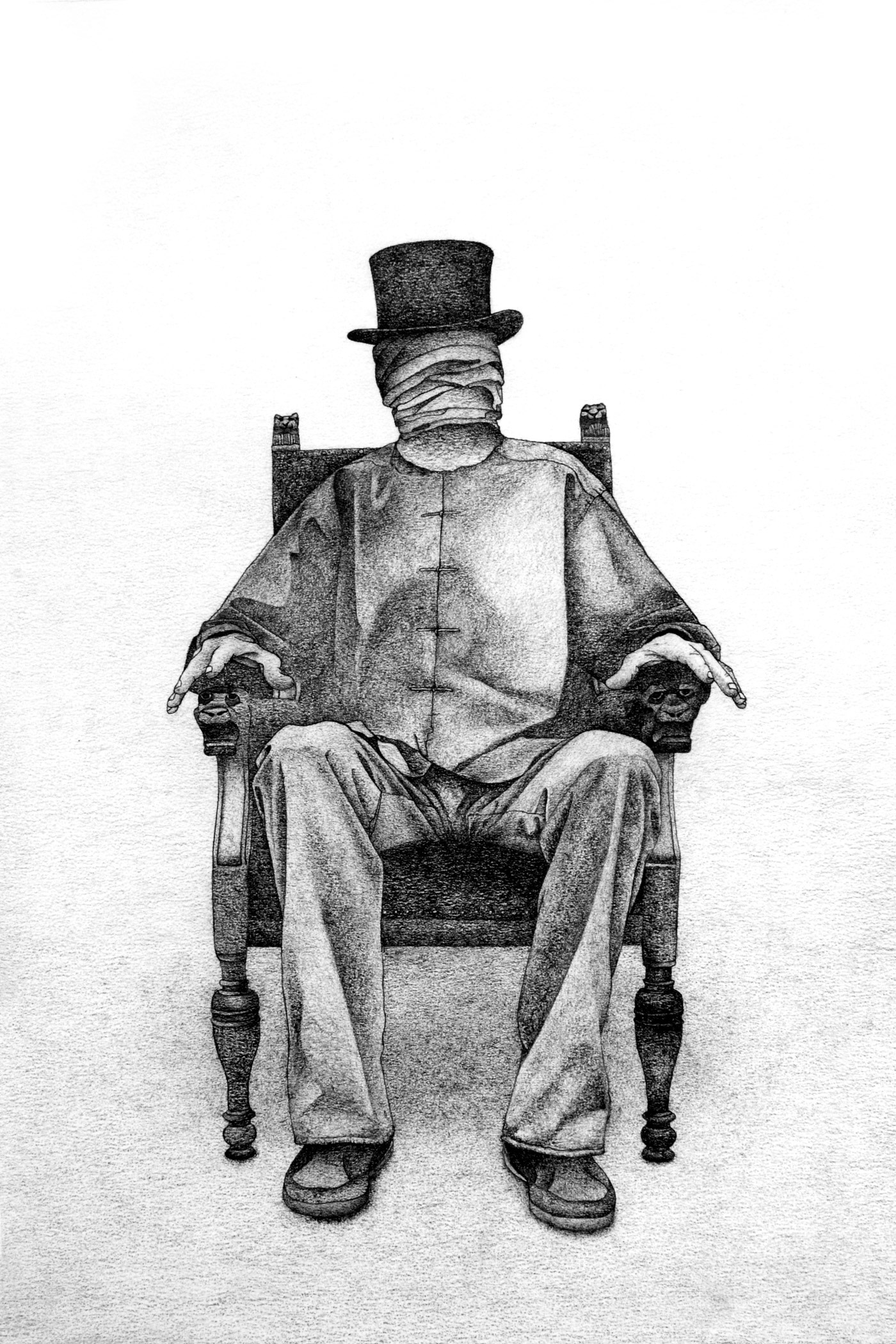 This is the Ghost of James Lee Byars Calling. Graphite on paper. 40x30 cm.