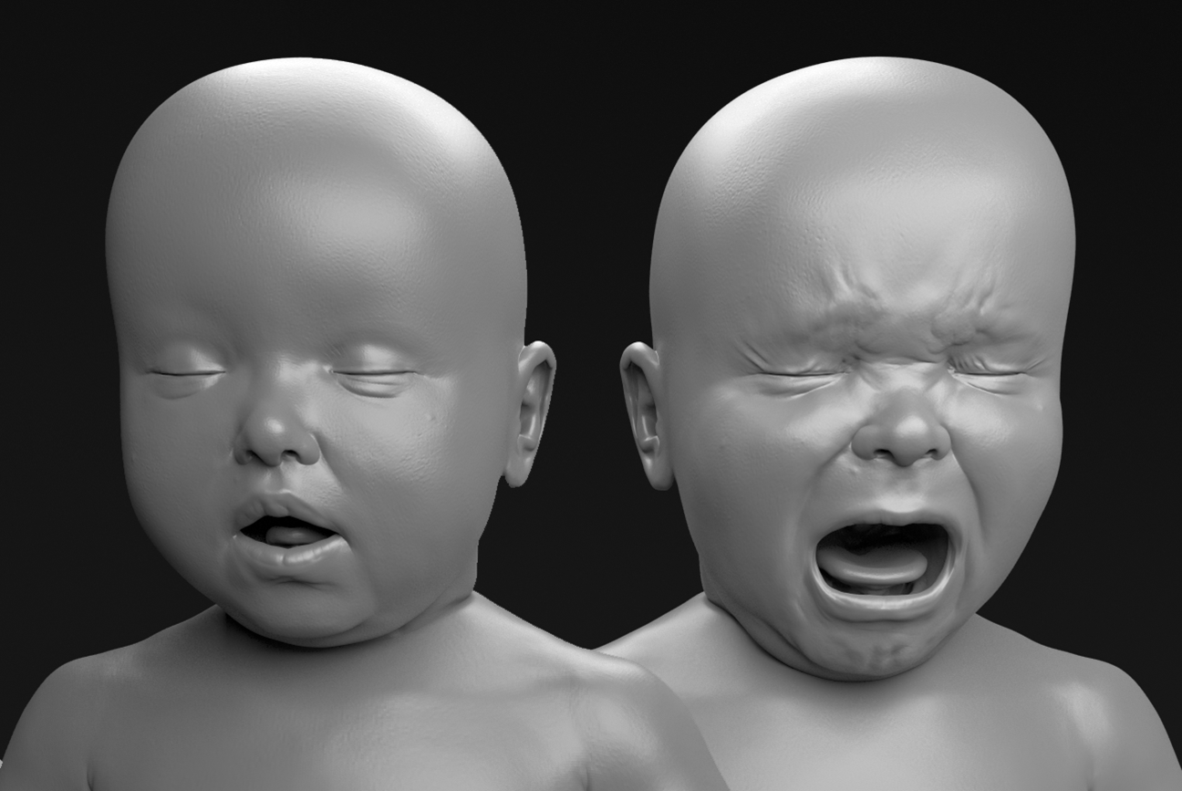 Baby with blend morph for cinematic