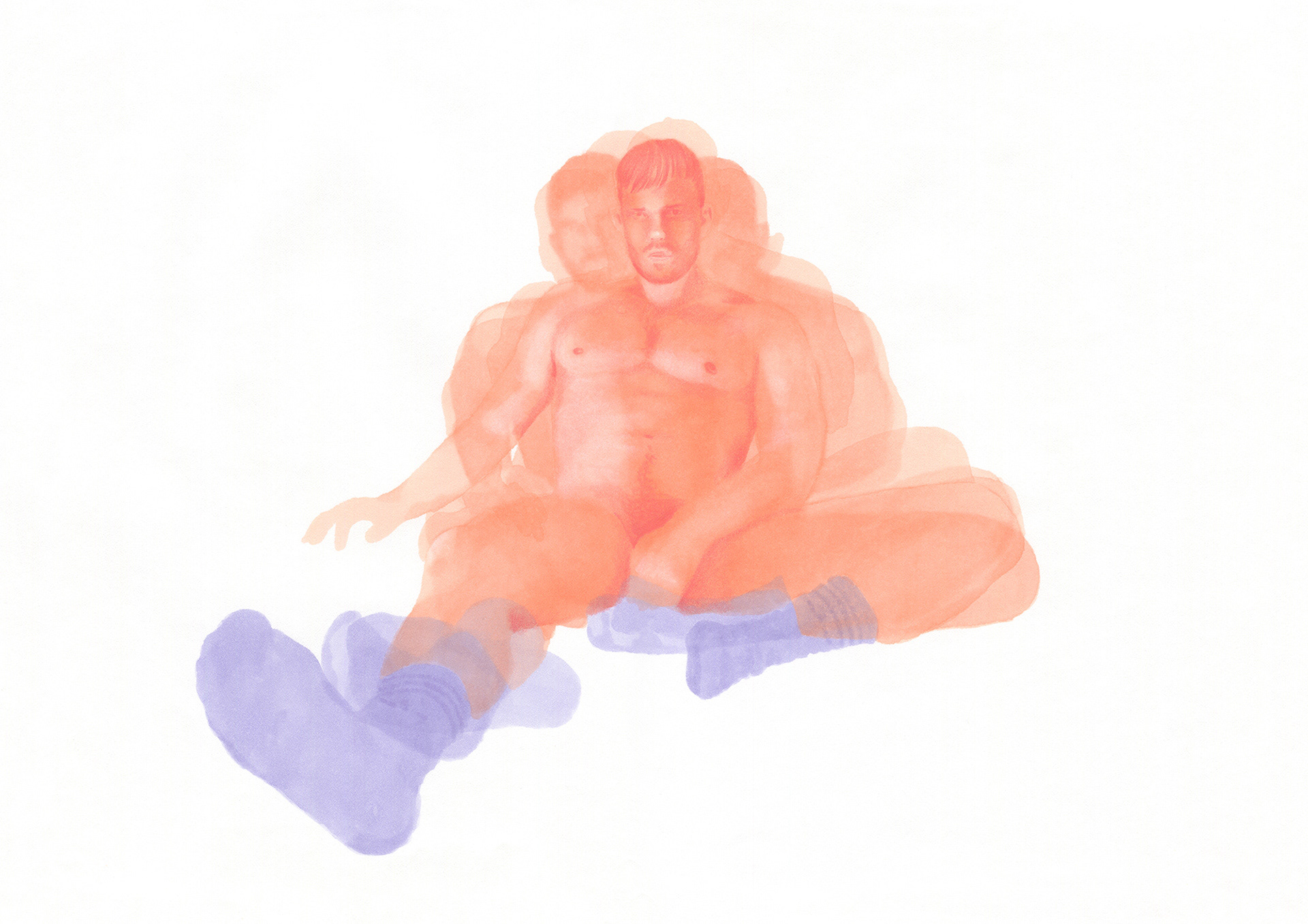 "Dessin déconstructiviste (m.j.)" feutre, crayon de couleur et pastel sur papier 420x297 mm 2018