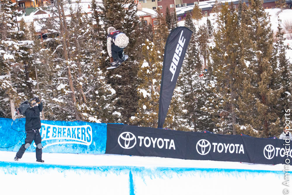 Raibo Katayama (JAPAN) rises above Copper's halfpipe in his mute grab corked back flip