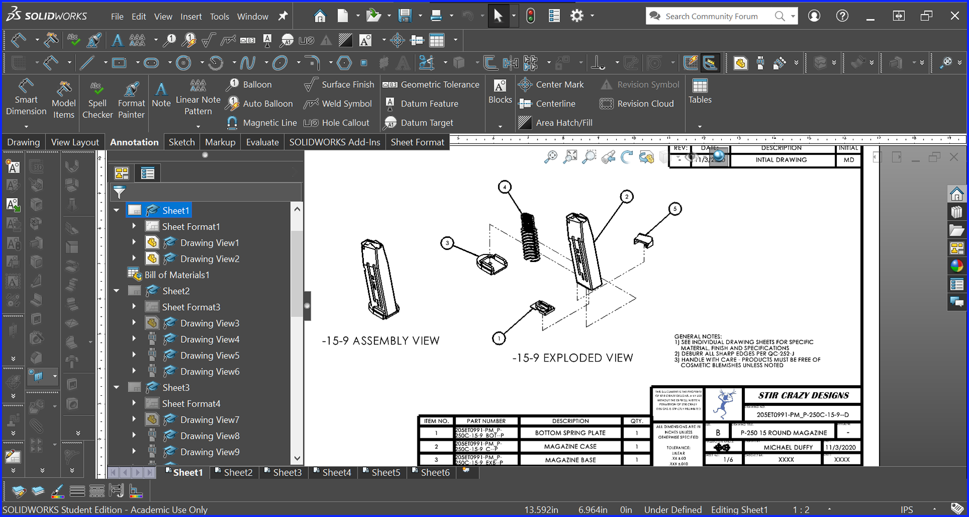 Assembly Drawing with Exploded View