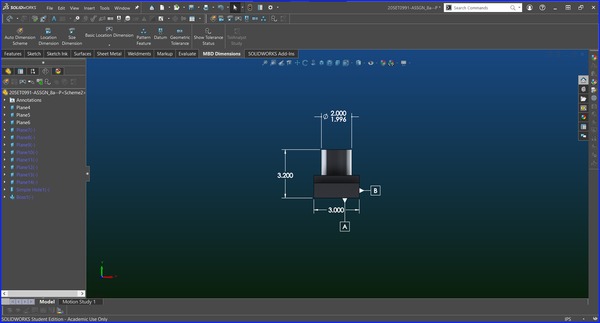 Manufacturing Part - MBD w/ GD&T - Right View - CATIA 3D Exp