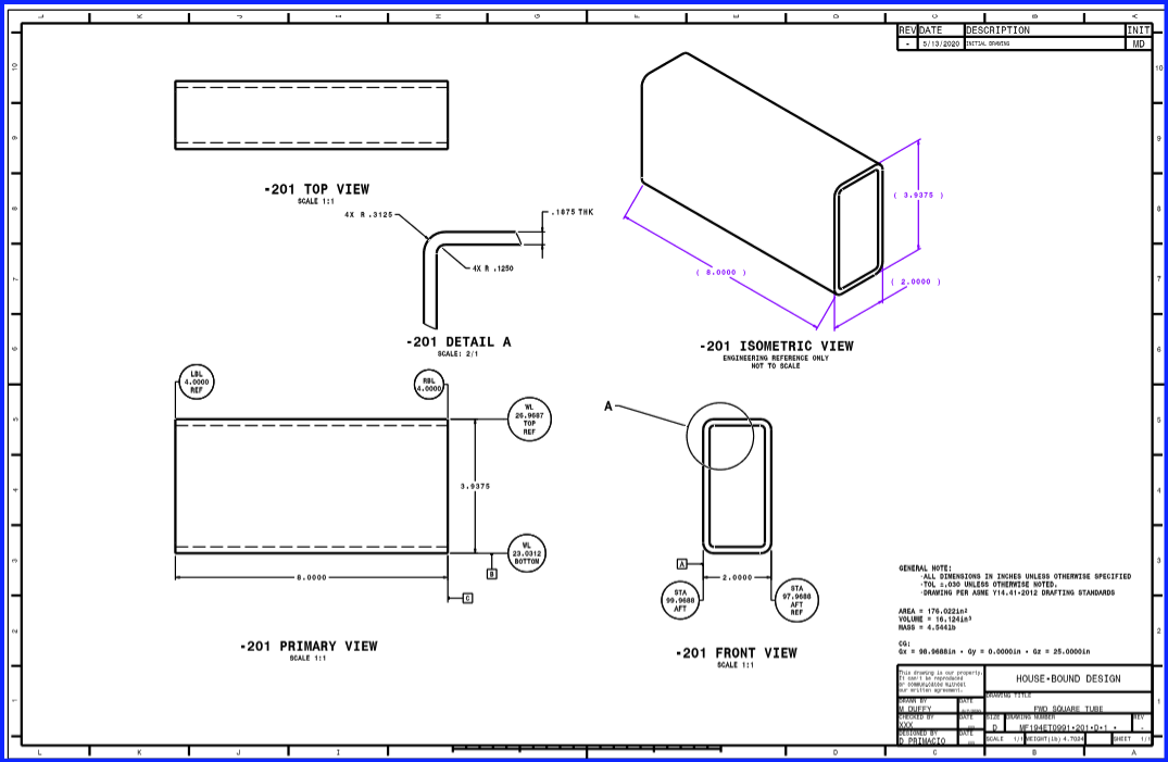 Rectangular Tubing Drawing