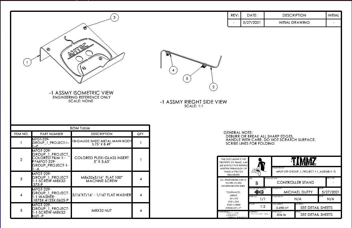 Assembly Drawing for Stand