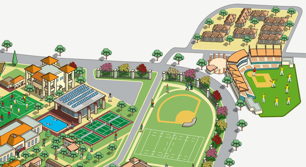 University Campus Map Illustrator