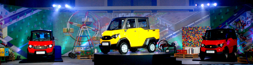 Stage set illustrations for a new car product launch