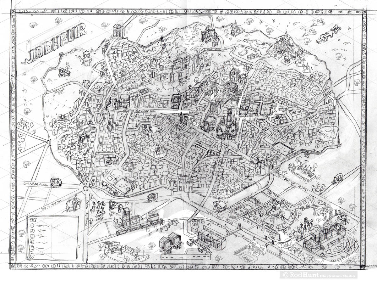 Original Pencil Sketch for Jodhpur Map