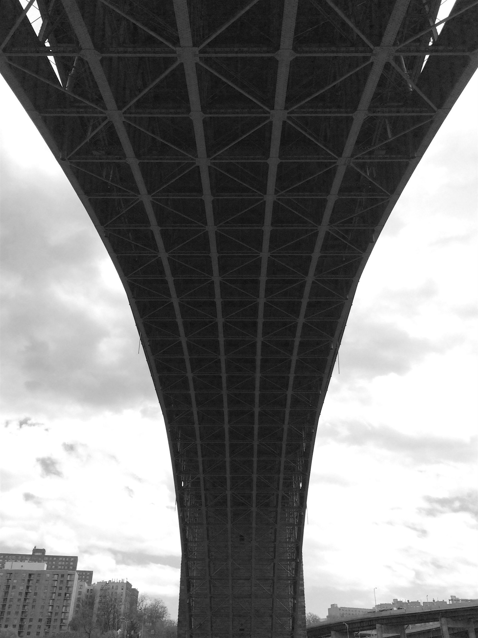 View of the structure under the Washington Bridge, connecting Manhattan and the Bronx