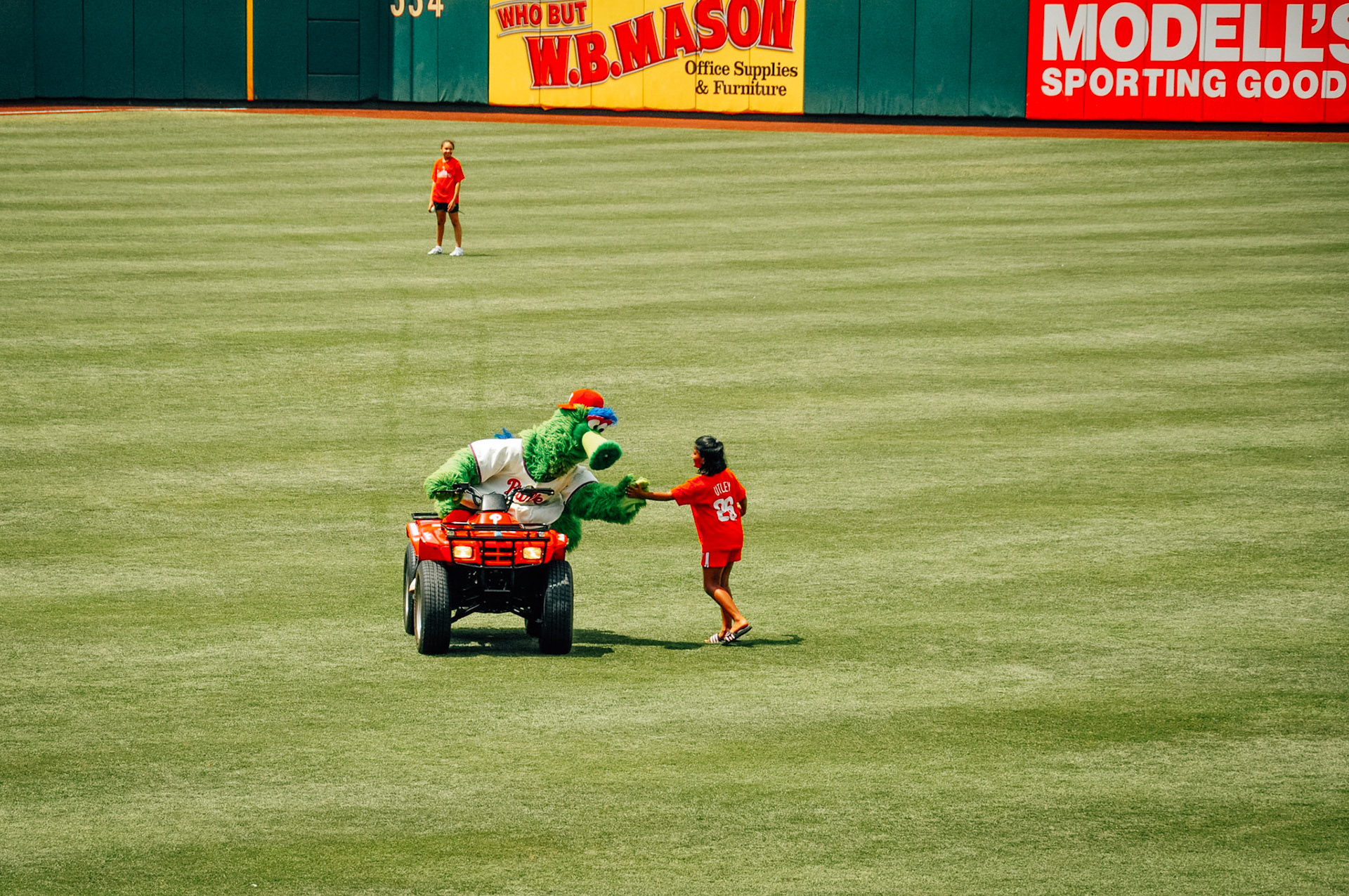 Philly Phanatic high fives a young fan
