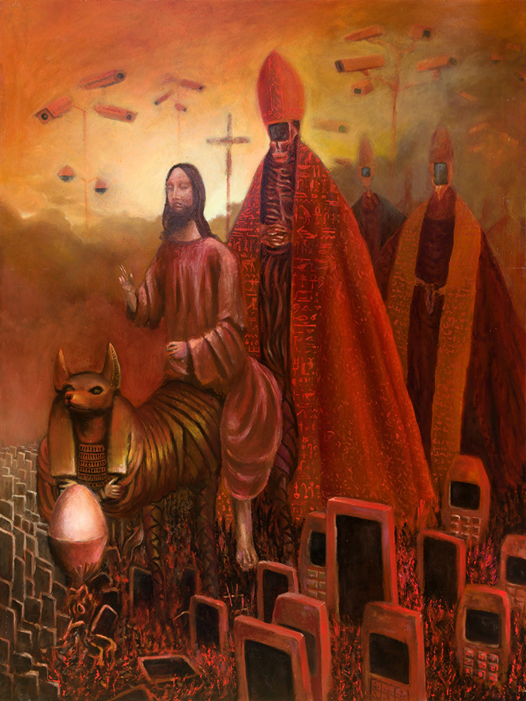 Philosophers and Corporations - Oil on MDF Panel