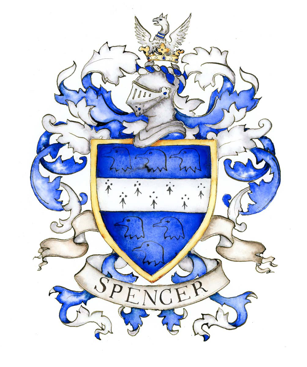 Hand painted family crests by Jamie Hansen - Spencer Crest