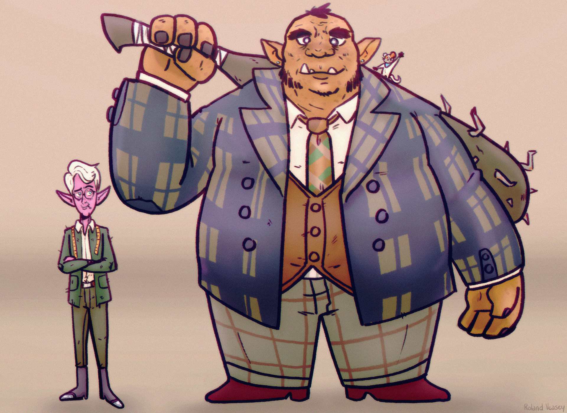 An Ogre, an Elf, and a Mouse. (Photoshop. Jul. 2019)