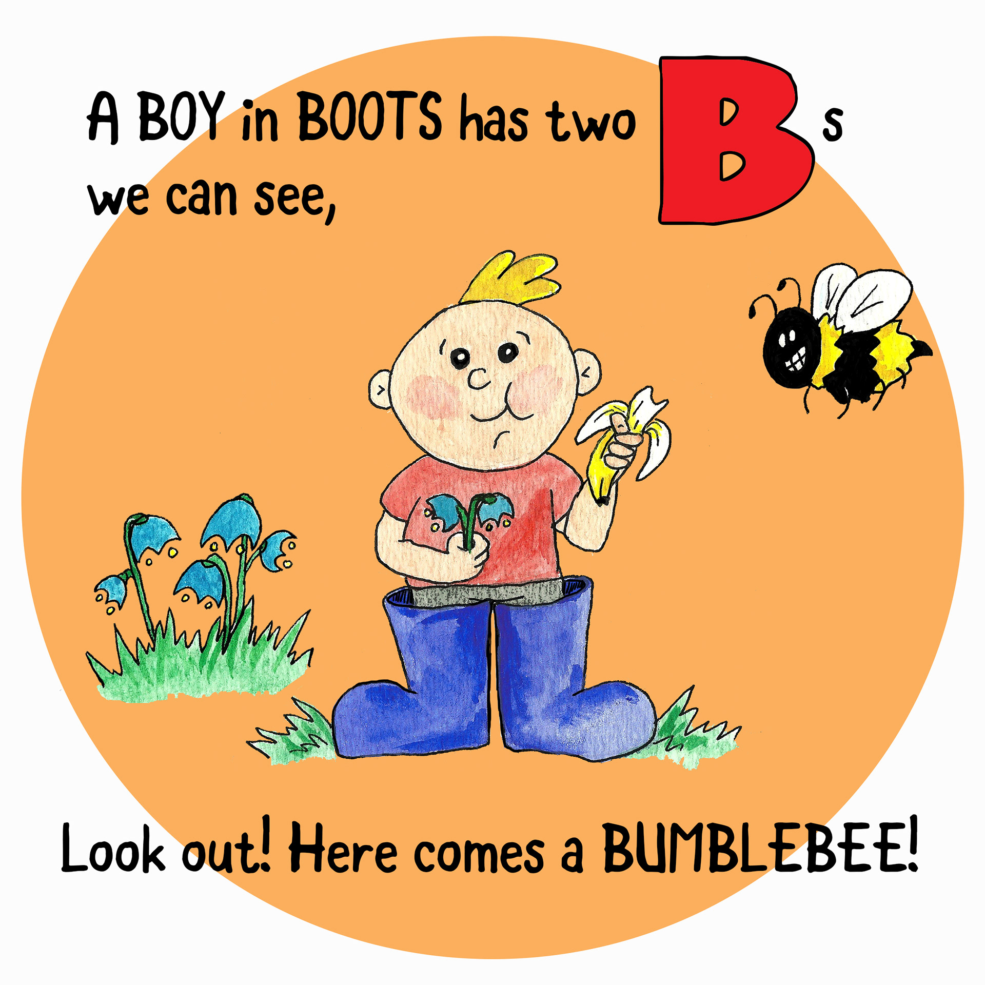 Page from Acorns, Bees & Cheddar Cheese - graphics: colored pencil & ink