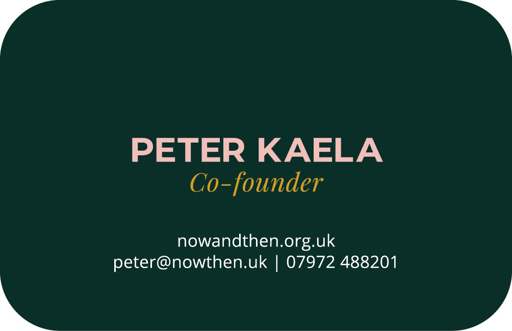 business card branding for now and then by freelance graphic designer melissa carne in cornwall