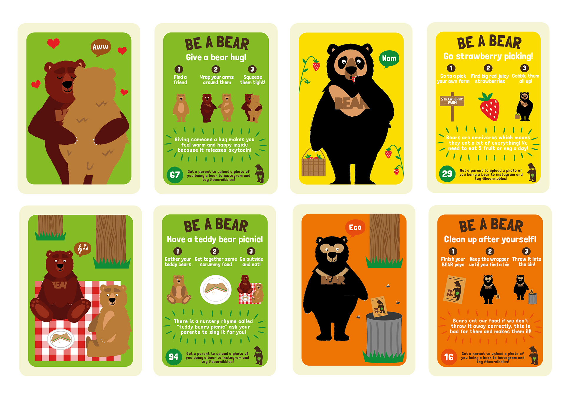 bear yoyo cards illustration design by freelance graphic designer melissa carne based in cornwall