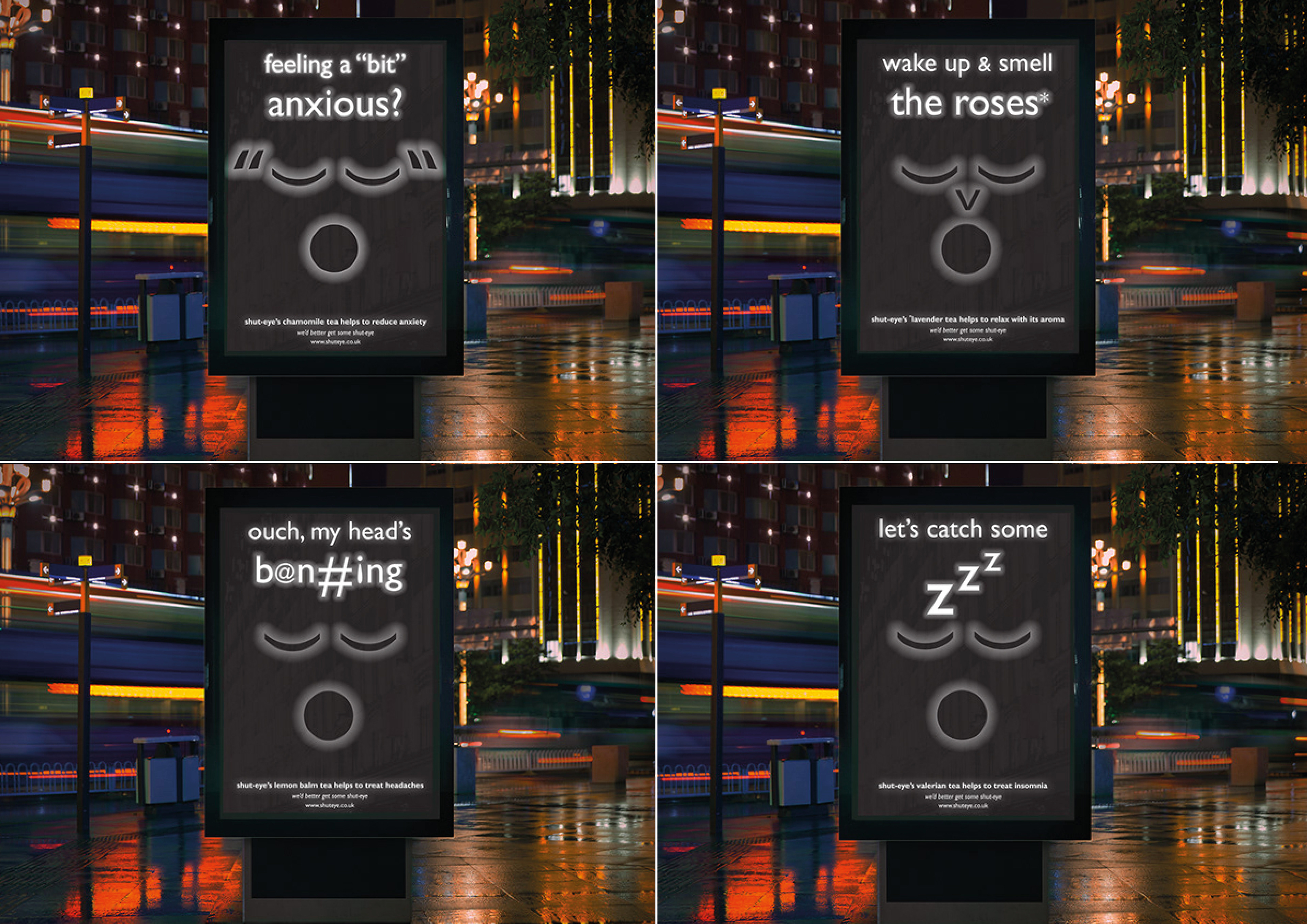herbal sleepy tea ad campaign that lights up at night designed by cornish melissa carne