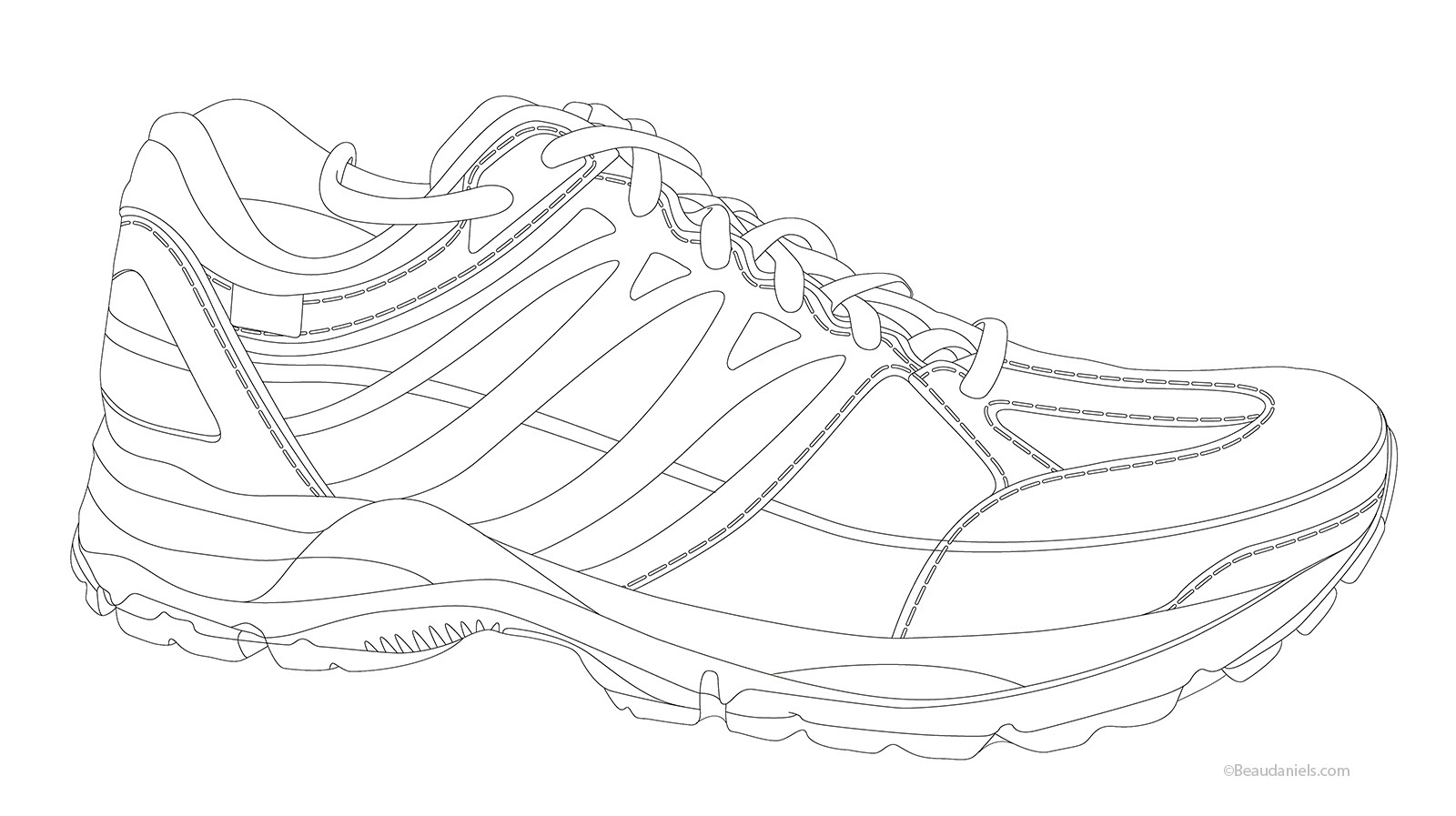 Cutaway running shoe Line art for the shoe.