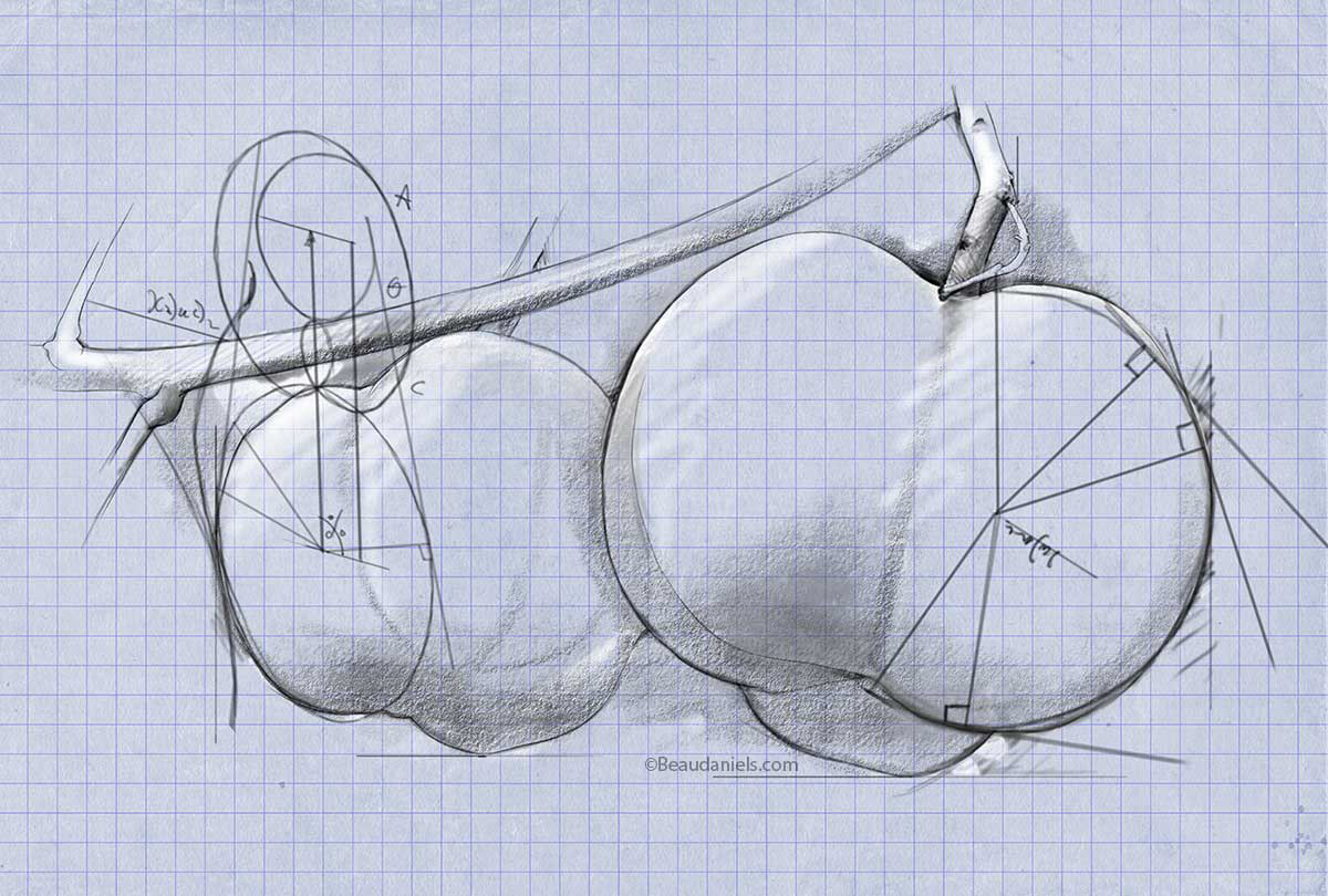 Blueprint style fruit