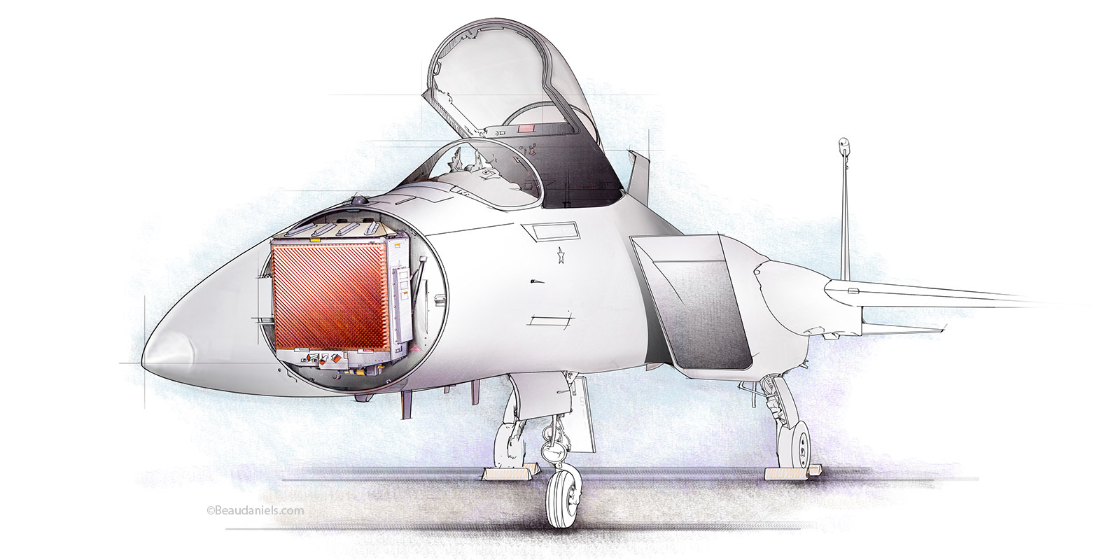 Cutaway to show the radar in an F15.