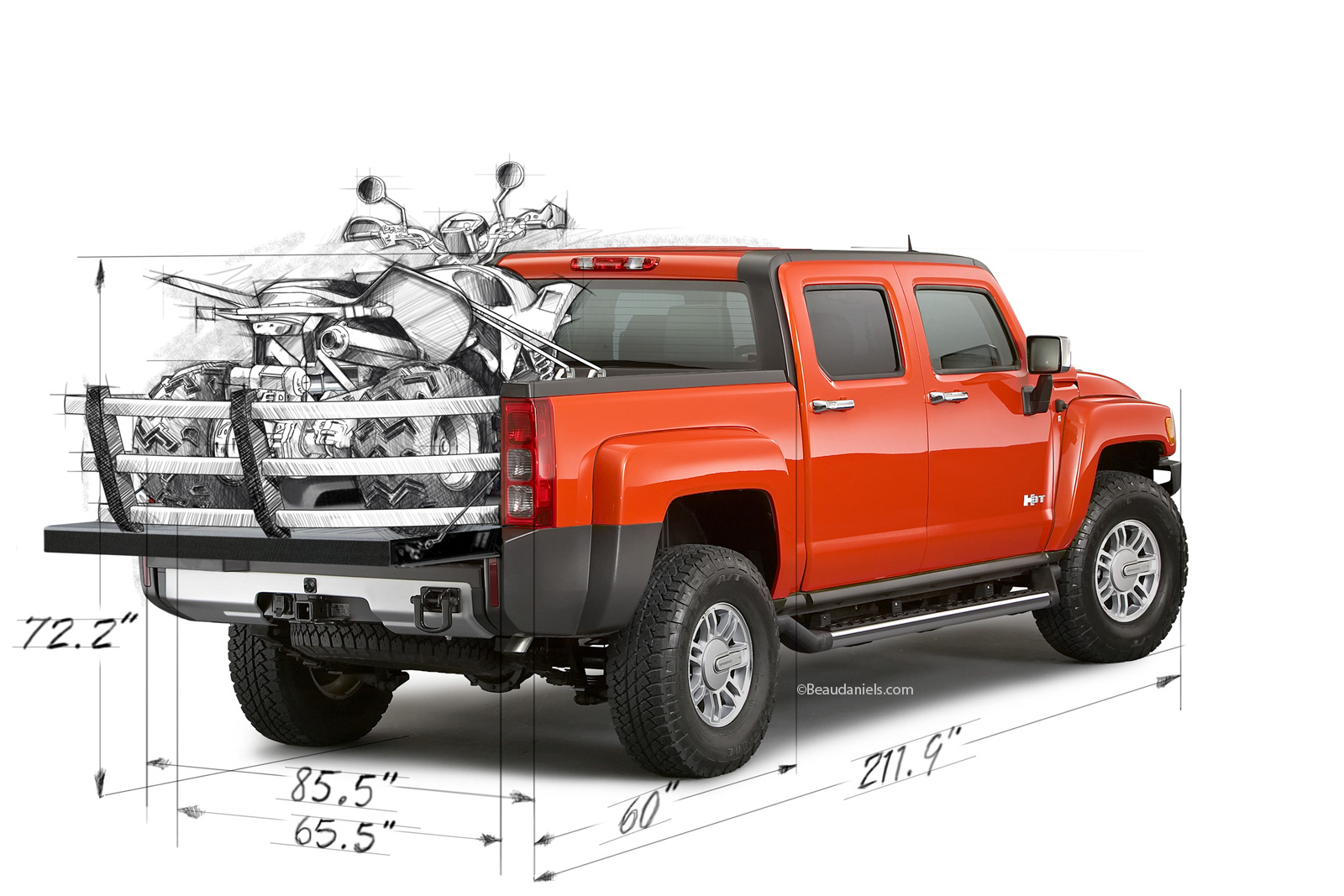 Hummer H3T, Quad package. Drawn and composited in photoshop.