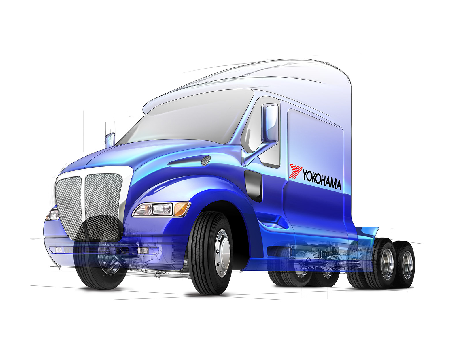 Yokohama TruckGhosted technical illustration.