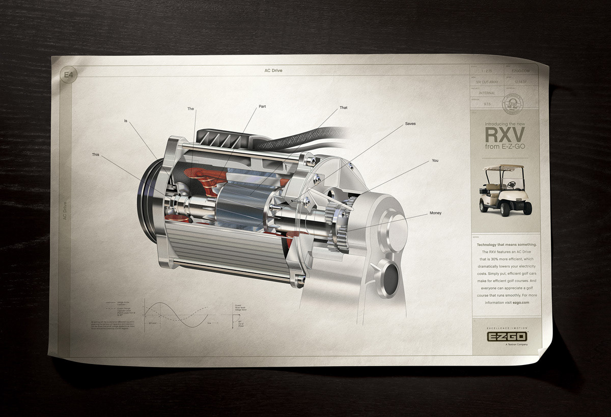 The final print ad using the electric motor.
