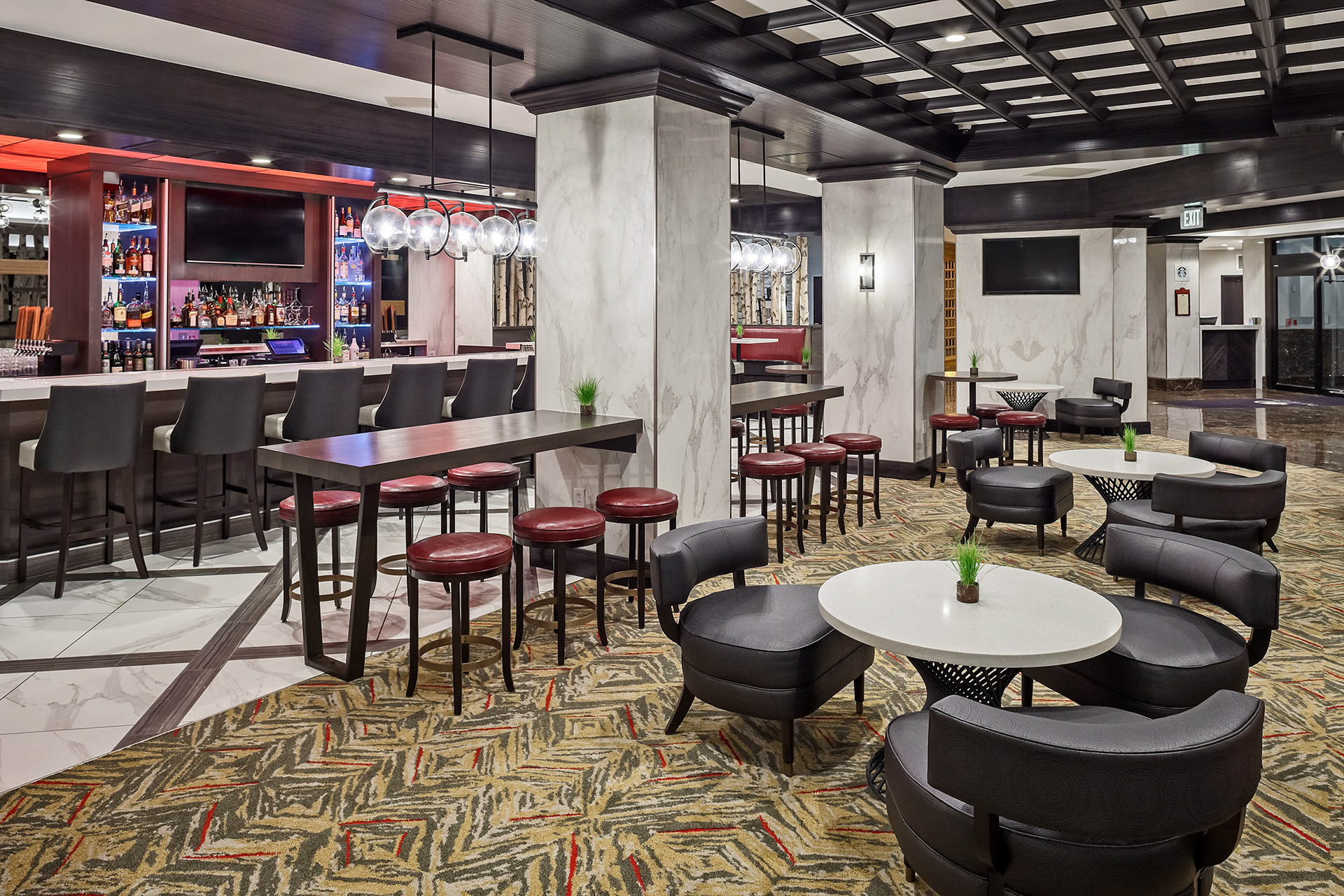 The Hub bar of the DoubleTree Denver hotel