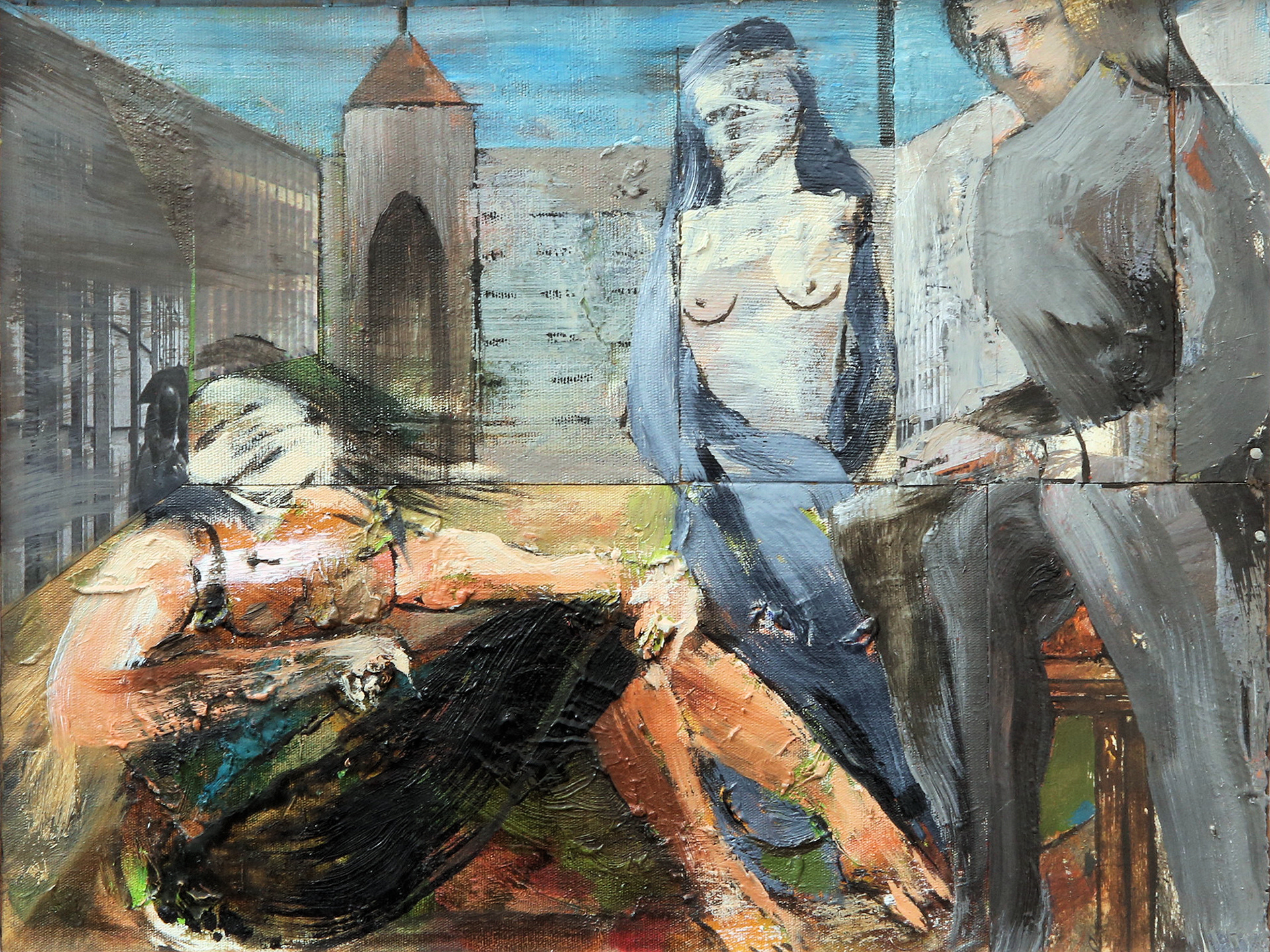 n.393 "As Parcas" Oil on canvas. Year:2016  35 x 27cm