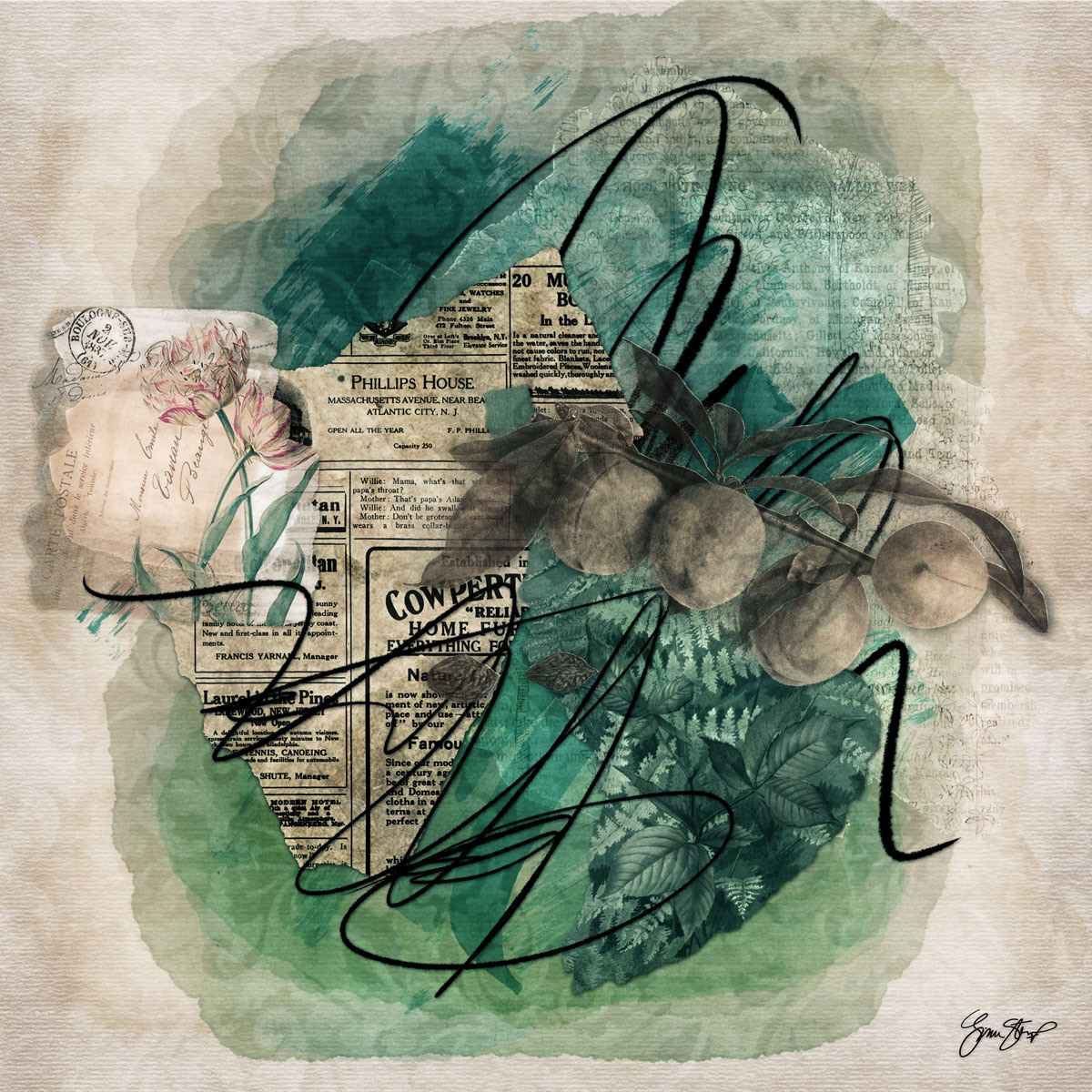 Mixed media collage art by Gina Startup