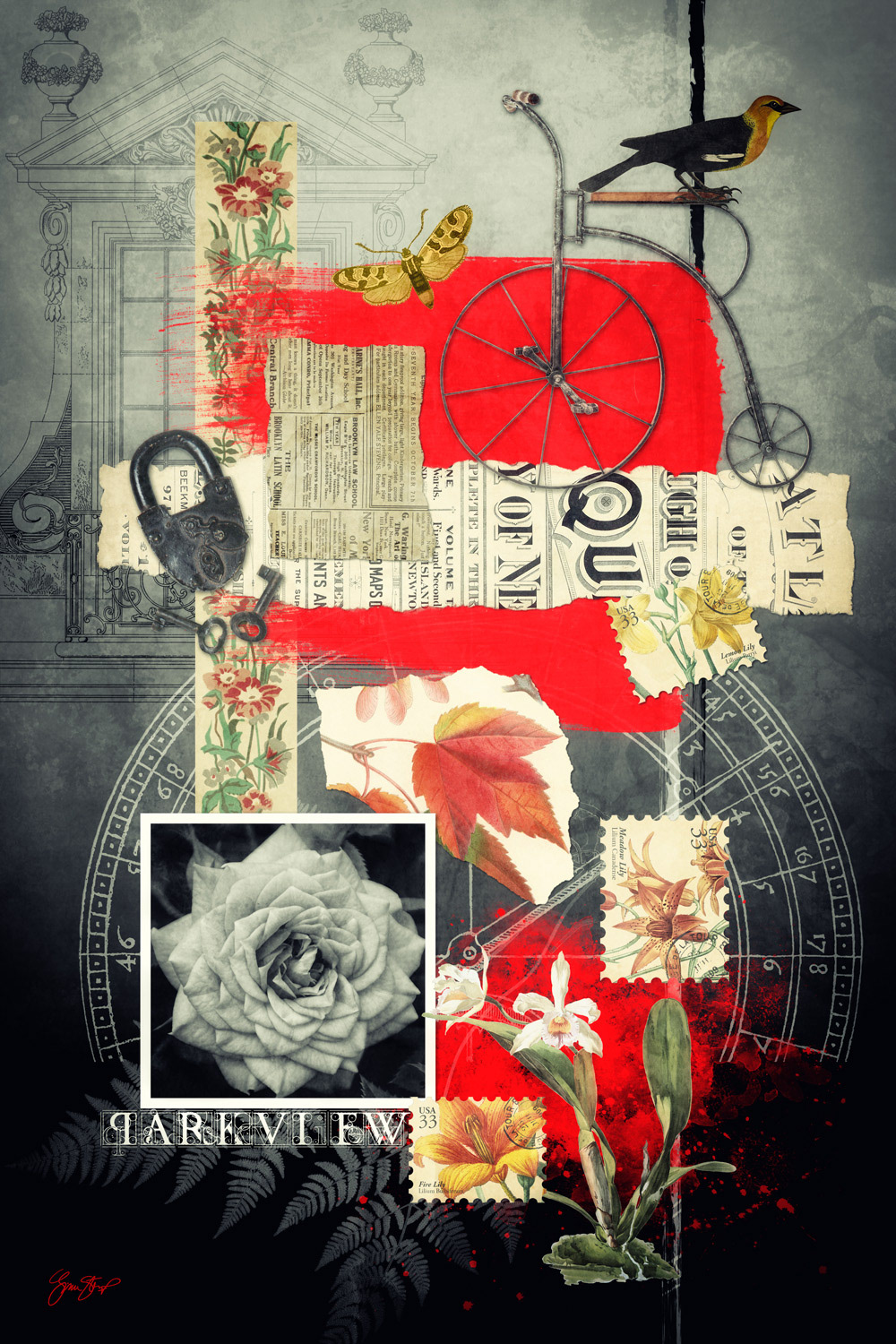 Mixed media collage art by Gina Startup