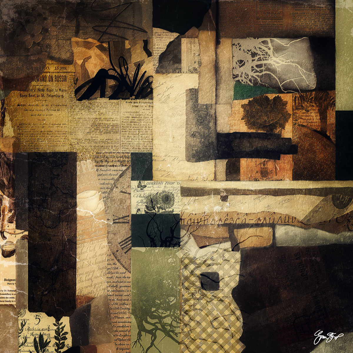 Mixed media collage art by Gina Startup
