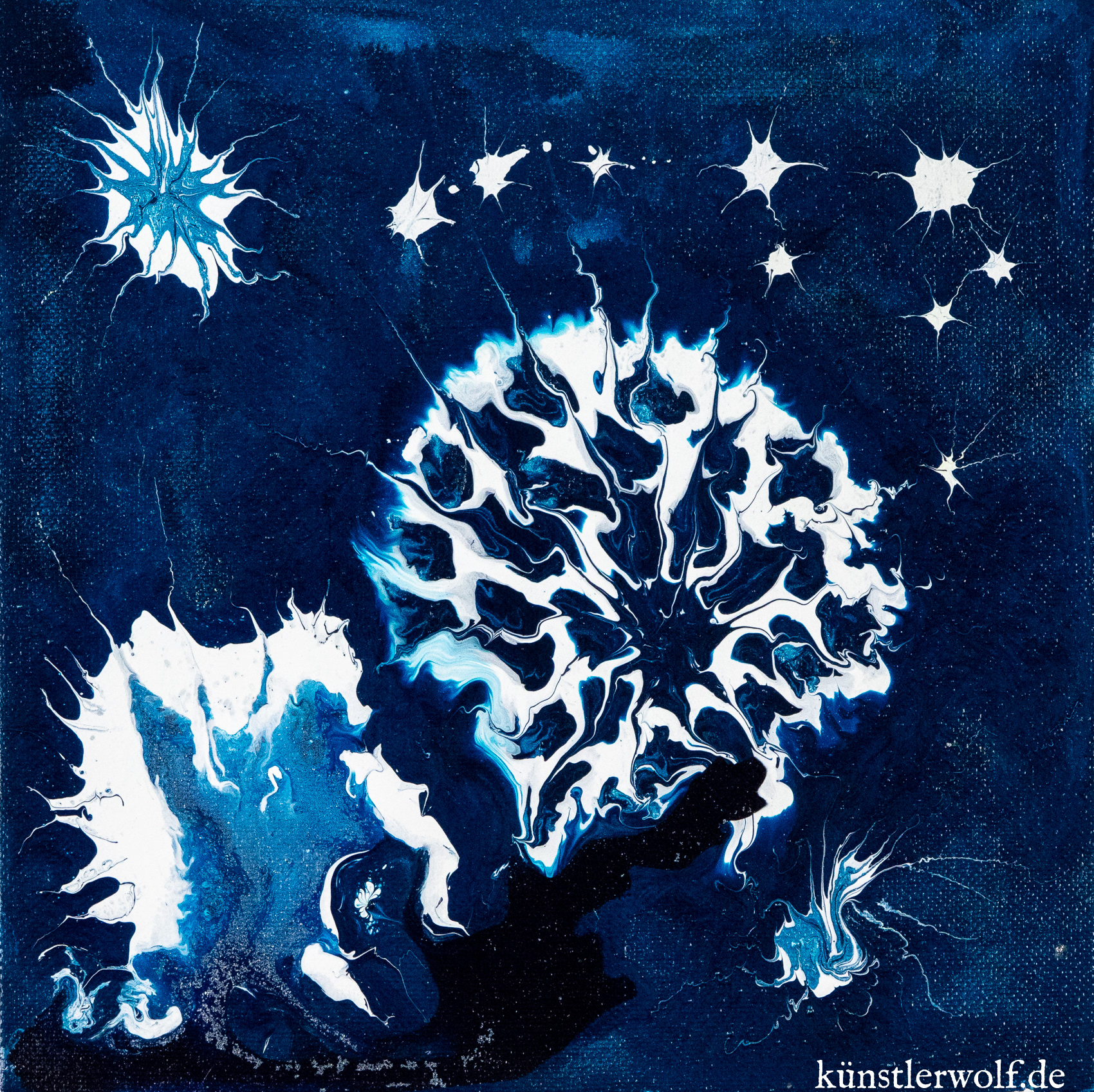 "Volvox" aus meiner Serie "Leben". Januar 2020. Acryl auf Leinwand.
