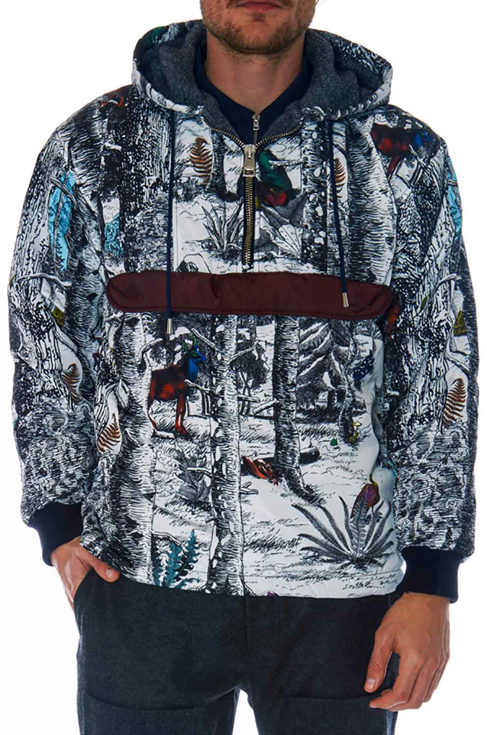 Shooting du motif textile sous-bois sur veste pour la collection automne-hiver 2018 de Rue Begand